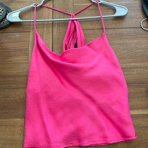 Zara hot pink cowl neck tank top